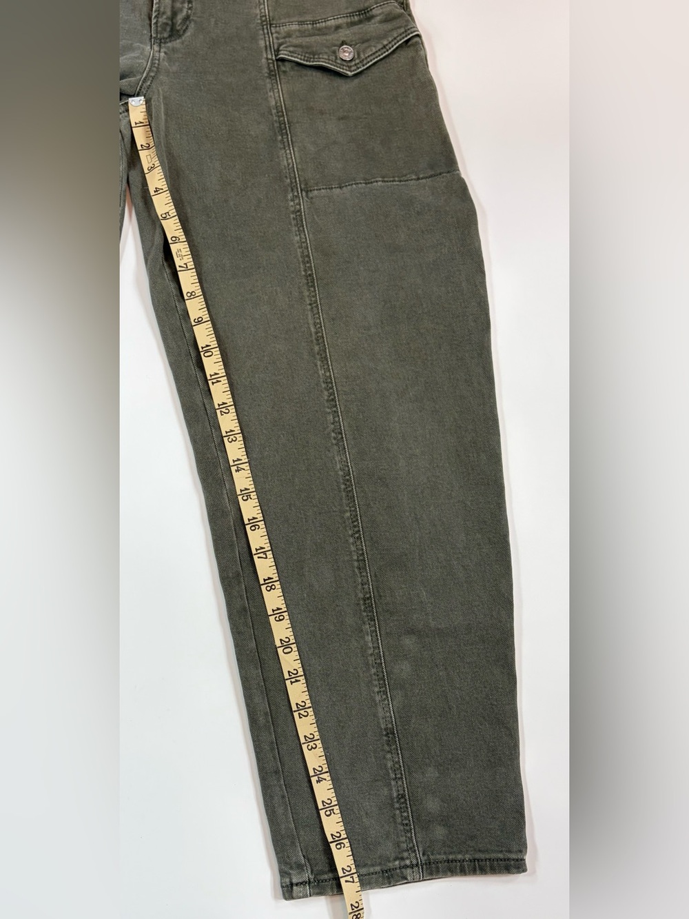 PAIGE Alexis Utility Barrel Leg Jeans Olive Green High Rise Crop Women’s 29 - Picture 11 of 14
